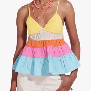 Staud Olympia Striped Poplin Top Size M